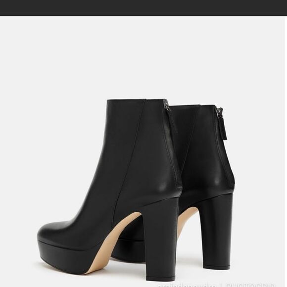 Zara Platform Leather Ankle Boots - Picture 3 of 11